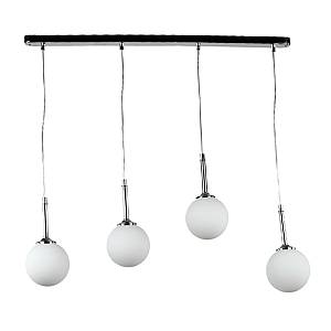 Κρεμαστό φωτιστικό από χρώμιο μέταλλο και λευκή οπαλίνα 4XG9 D:80cm (4515-4 ΡΑΓΑ)