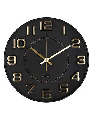 Ρολόι τοίχου μαύρο πλαστ. Φ30cm