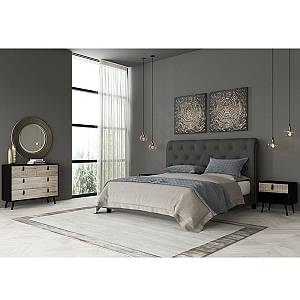 OMNIA ΣΥΡΤΑΡΙΕΡΑ ΜΑΥΡΟ SONOMA ΜΕ PATTERN 98,5x39xH81,5cm