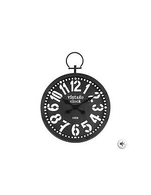 Ρολόι τοίχου μεταλ.vintage μαύρο χρ. Φ45