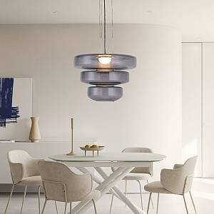 Inlight Κρεμαστό φωτιστικό από φιμέ γυαλί 12W 1644LM 3000K D:45x33cm (4070-Smoky)