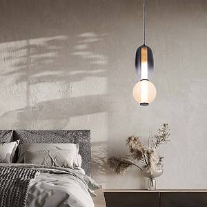 Inlight Κρεμαστό φωτιστικό από μα΄υρο μέταλλο και γυαλί 25W 2500LM 3000K D:15x39,5m (4071)