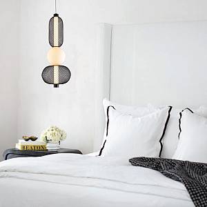 Inlight Κρεμαστό φωτιστικό από μαύρο μέταλλο και γυαλί 24W 2784LM 3000K D:2m (4072)