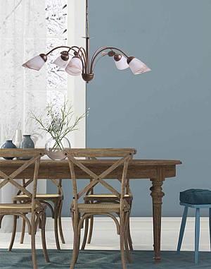 Φωτιστικό Πολύφωτο 5φ Μέταλλο καφέ/Γυαλί Ε14