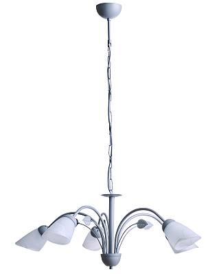 Φωτιστικό Πολύφωτο 5φ Μέταλλο ασημί/Γυαλί Ε14