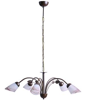 Φωτιστικό Πολύφωτο 5φ Μέταλλο καφέ/Γυαλί Ε14