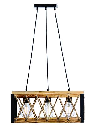 Φωτιστικό Πολύφωτο 3φ Μέταλλο μαύρο/Ξύλο Ε27