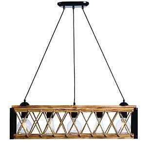 Φωτιστικό Πολύφωτο 5φ Μέταλλο μαύρο/Ξύλο Ε27