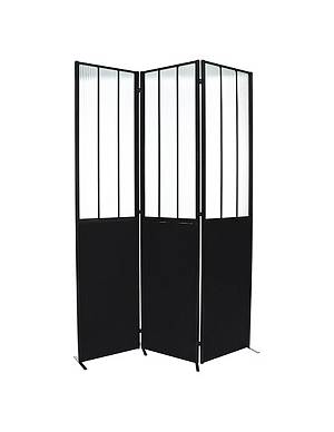 Παραβαν μεταλλικό μαύρο με τζάμι 120x170cm