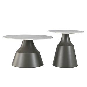 KAIA COFFEE TABLE SET 2ΤΕΜ ΛΕΥΚΟ ΜΑΥΡΟ 70x70x40