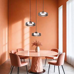 Inlight Κρεμαστό φωτιστικό  LED απο μαύρο μέταλλο και φιμέ γυαλί, 35x200cm,  3CCT  (Θερμό- Φυσικό- Ψυχρό Φως), Φωτεινότητα 3960LMκαι 3x12W (4075-3-Black/Smoky)