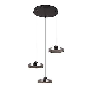 Inlight Κρεμαστό φωτιστικό  LED απο μαύρο μέταλλο και φιμέ γυαλί, 35x200cm,  3CCT  (Θερμό- Φυσικό- Ψυχρό Φως), Φωτεινότητα 3960LMκαι 3x12W (4075-3-Black/Smoky)