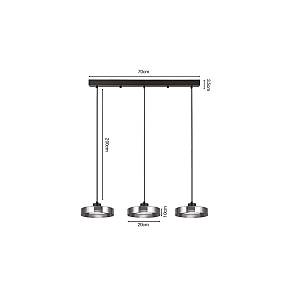 Inlight Κρεμαστό φωτιστικό LED απο μαύρο μέταλλο και φιμέ γυαλί, 70x200cm, 3CCT (Θερμό- Φυσικό- Ψυχρό Φως), Φωτεινότητα 3960LMκαι 3x12W (4075-3R-Black/Smoky)