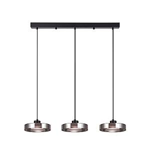 Inlight Κρεμαστό φωτιστικό LED απο μαύρο μέταλλο και φιμέ γυαλί, 70x200cm, 3CCT (Θερμό- Φυσικό- Ψυχρό Φως), Φωτεινότητα 3960LMκαι 3x12W (4075-3R-Black/Smoky)