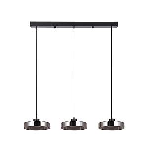 Inlight Κρεμαστό φωτιστικό LED απο μαύρο μέταλλο και φιμέ γυαλί, 70x200cm, 3CCT (Θερμό- Φυσικό- Ψυχρό Φως), Φωτεινότητα 3960LMκαι 3x12W (4075-3R-Black/Smoky)