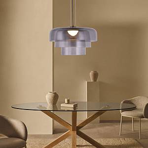 Inlight Κρεμαστό Φωτιστικό LED 12W 3CCT απο φιμέ γυαλί D:42x23cm (4068-Smoky)