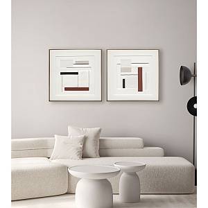 RORTER ΠΙΝΑΚΑΣ ΔΙΑΚΟΣΜΗΣΗΣ 80x80x5 ΚΑΜΒΑΣ ΛΕΥΚΟ ΜΠΕΖ TERRACOTTA ΜΑΥΡΟ ΞΥΛΟ ΦΥΣΙΚΟ