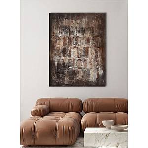 TERRYN EARTH ΠΙΝΑΚΑΣ ΔΙΑΚΟΣΜΗΣΗΣ 90x120x4 ΚΑΜΒΑΣ ΚΑΦΕ ΜΠΕΖ ΓΚΡΙ ΞΥΛΟ