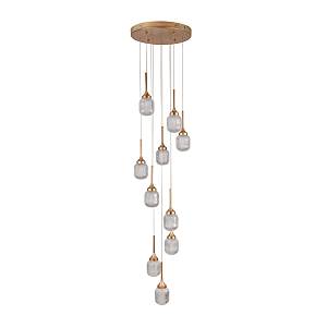 Inlight Κρεμαστό φωτιστικό LED 10*10W από χρυσαφί μέταλλο και ακρυλικό D:30x200cm (4077-10-Golden)