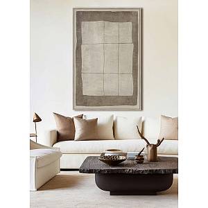 SQUARE LINES ΠΙΝΑΚΑΣ ΔΙΑΚΟΣΜΗΤΙΚΟΣ ΜΕ ΚΟΡΝΙΖΑ 80x120x4 ΚΑΜΒΑΣ ΜΠΕΖ ΚΑΦΕ PP