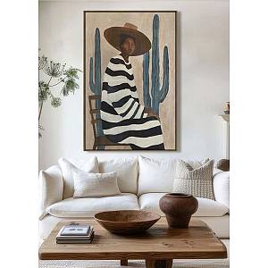 DESERT BLOOM ΠΙΝΑΚΑΣ ΔΙΑΚΟΣΜΗΤΙΚΟΣ ΜΕ ΚΟΡΝΙΖΑ 80x120x4 ΚΑΜΒΑΣ ΚΑΦΕ ΜΠΕΖ PP