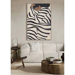 QUIET GRACE ΠΙΝΑΚΑΣ ΔΙΑΚΟΣΜΗΤΙΚΟΣ ΜΕ ΚΟΡΝΙΖΑ 80x120x4 ΚΑΜΒΑΣ ΜΠΕΖ ΜΑΥΡΟ PP