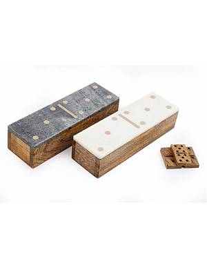 Domino σε ξύλινο/μαρμ.καπάκι 20x6.5x5cm