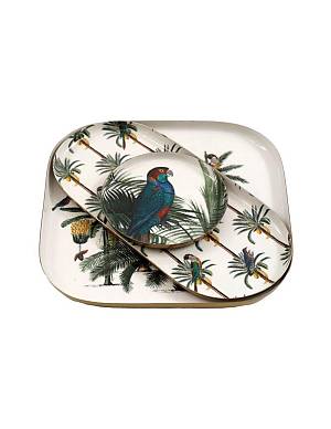 Πιατέλες μεταλ.PALM s/3 21X21X0.5CM /  21X10.5X0.5CM / 11X11X0.5CM