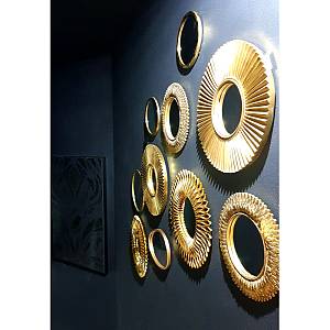 GIRASOL ΚΑΘΡΕΠΤΗΣ ΤΟΙΧΟΥ 51x51x5.5 POLYRESIN ΧΡΥΣΟ ANTIQUE