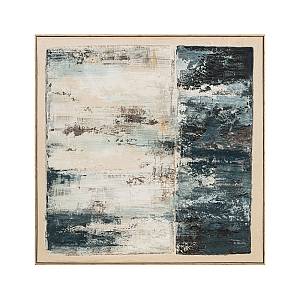 BLACK SEA ΠΙΝΑΚΑΣ ΔΙΑΚΟΣΜΗΤΙΚΟΣ ΜΕ ΚΟΡΝΙΖΑ 80x80x3.8cm ΚΑΜΒΑΣ BEIGE ΜΑΥΡΟ ΞΥΛΟ ΦΥΣΙΚΟ