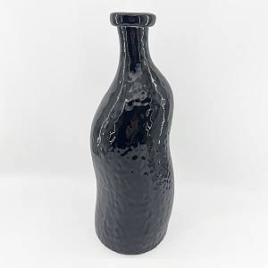 ROMAIN ΒΑΖΟ 15.5x15.5x40cm ΓΥΑΛΙ ΜΑΥΡΟ