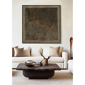 AFENGIA ΠΙΝΑΚΑΣ ΔΙΑΚΟΣΜΗΤΙΚΟΣ ΜΕ ΚΟΡΝΙΖΑ 80x80x4cm ΚΑΜΒΑΣ ΚΑΦΕ ΚΑΦΕ ΞΥΛΟ ΜΑΥΡΟ