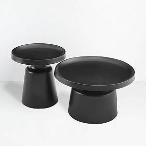 BOBBY COFFEE TABLE SET 2ΤΕΜ ΜΑΥΡΟ ΜΑΤ 70x70x42cm