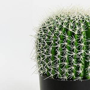 FEROCACTUS ΦΥΤΟ ΤΕΧΝΗΤΟ ΣΕ ΓΛΑΣΤΡΑ 18x18x30cm ΥΦΑΣΜΑ ΠΡΑΣΙΝΟ ΛΕΥΚΟ ΠΛΑΣΤΙΚΟ