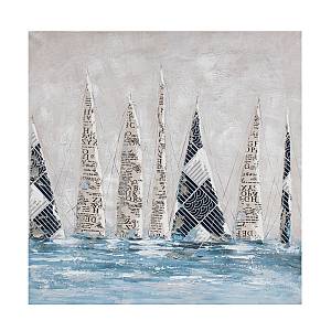 SAILING ΠΙΝΑΚΑΣ ΔΙΑΚΟΣΜΗΣΗΣ 82x82x5cm ΚΑΜΒΑΣ ΠΟΛΥΧΡΩΜΟ ΞΥΛΟ ΜΑΥΡΟ