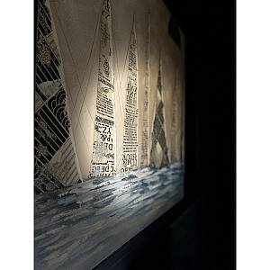 SAILING ΠΙΝΑΚΑΣ ΔΙΑΚΟΣΜΗΣΗΣ 82x82x5cm ΚΑΜΒΑΣ ΠΟΛΥΧΡΩΜΟ ΞΥΛΟ ΜΑΥΡΟ