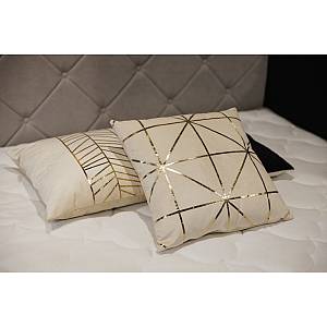 DETAILS ΔΙΑΚΟΣΜΗΤΙΚΟ ΜΑΞΙΛΑΡΙ 45x45cm ΒΕΛΟΥΔΟ ΜΠΕΖ ΧΡΥΣΟ