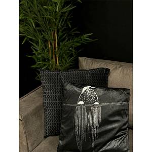ALI ΔΙΑΚΟΣΜΗΤΙΚΟ ΜΑΞΙΛΑΡΙ 45x45cm ΒΕΛΟΥΔΟ ΜΑΥΡΟ ΛΕΥΚΟ