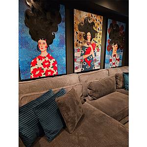 CONCERN ΠΙΝΑΚΑΣ ΔΙΑΚΟΣΜΗΣΗΣ 80x120x5cm ΚΑΜΒΑΣ ΠΟΛΥΧΡΩΜΟ ΞΥΛΟ ΜΑΥΡΟ