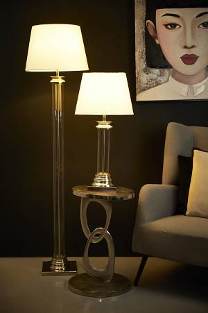 SKYLER ΦΩΤΙΣΤΙΚΟ ΕΠΙΔΑΠΕΔΙΟ 41x41x152cm ΑΛΟΥΜΙΝΙΟ ΑΣΗΜΙ ΓΥΑΛΙ ΛΕΥΚΟ