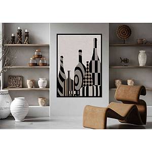 ART BOTTLES ΠΙΝΑΚΑΣ ΔΙΑΚΟΣΜΗΣΗΣ 83x123x4cm ΚΑΜΒΑΣ ΠΟΛΥΧΡΩΜΟ ΞΥΛΟ ΜΑΥΡΟ