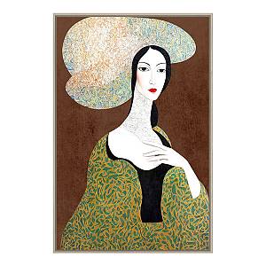 VINTAGE LADY ΠΙΝΑΚΑΣ ΔΙΑΚΟΣΜΗΣΗΣ 83x123x4cm ΚΑΜΒΑΣ ΠΟΛΥΧΡΩΜΟ ΞΥΛΟ ΦΥΣΙΚΟ