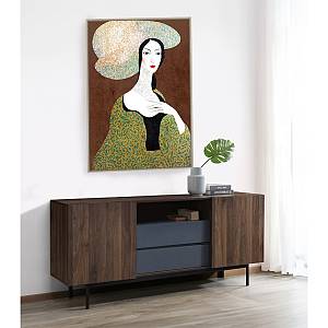 VINTAGE LADY ΠΙΝΑΚΑΣ ΔΙΑΚΟΣΜΗΣΗΣ 83x123x4cm ΚΑΜΒΑΣ ΠΟΛΥΧΡΩΜΟ ΞΥΛΟ ΦΥΣΙΚΟ