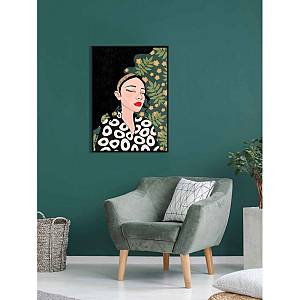 BOTANICAL LADY ΠΙΝΑΚΑΣ ΔΙΑΚΟΣΜΗΣΗΣ 50x70x3cm ΚΑΜΒΑΣ ΠΟΛΥΧΡΩΜΟ ΞΥΛΟ ΜΑΥΡΟ