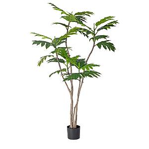 BREADFRUIT TREE ΔΕΝΤΡΟ ΤΕΧΝΗΤΟ ΣΕ ΓΛΑΣΤΡΑ 180cm PE ΠΡΑΣΙΝΟ ΜΕΤΑΞΩΤΟ ΥΦΑΣΜΑ