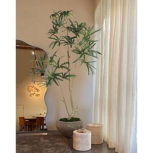 PEACOCK TREE ΔΕΝΤΡΟ ΤΕΧΝΗΤΟ ΣΕ ΓΛΑΣΤΡΑ 150cm PE ΠΡΑΣΙΝΟ ΜΕΤΑΞΩΤΟ ΥΦΑΣΜΑ