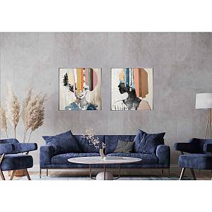 COLORFUL WOMAN ΠΙΝΑΚΑΣ ΔΙΑΚΟΣΜΗΣΗΣ 80x80x5cm ΚΑΜΒΑΣ ΠΟΛΥΧΡΩΜΟ ΞΥΛΟ ΑΣΗΜΙ