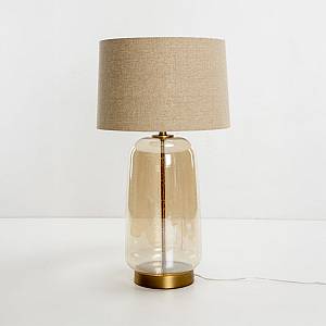 BEXLEY ΦΩΤΙΣΤΙΚΟ ΕΠΙΤΡΑΠΕΖΙΟ 43x43x79cm ΓΥΑΛΙ ΜΕΛΙ ΧΡΥΣΟ ΛΙΝΟ ΜΠΕΖ