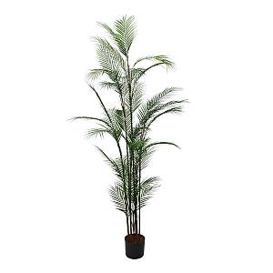 MAJESTY PALM ΔΕΝΤΡΟ ΤΕΧΝΗΤΟ ΣΕ ΓΛΑΣΤΡΑ 180cm PVC ΠΡΑΣΙΝΟ ΜΑΥΡΟ ΤΣΙΜΕΝΤΟ