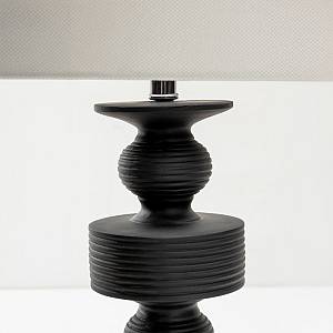 JASIEL ΦΩΤΙΣΤΙΚΟ ΕΠΙΤΡΑΠΕΖΙΟ 64cm POLYRESIN ΜΑΥΡΟ ΛΙΝΟ ΛΕΥΚΟ